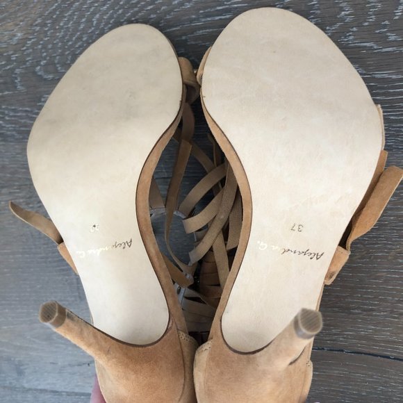 Alexandra G Tan Brown Open Toe Studded Strapy Stiletto Heels Size 37 AU 6 NEW - Picture 12 of 14